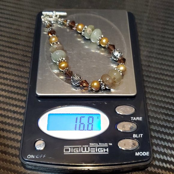 7 Inch 925 Sterling Silver Genuine Pearls And Semi Precious Stones Bracelet - Picture 6 of 6